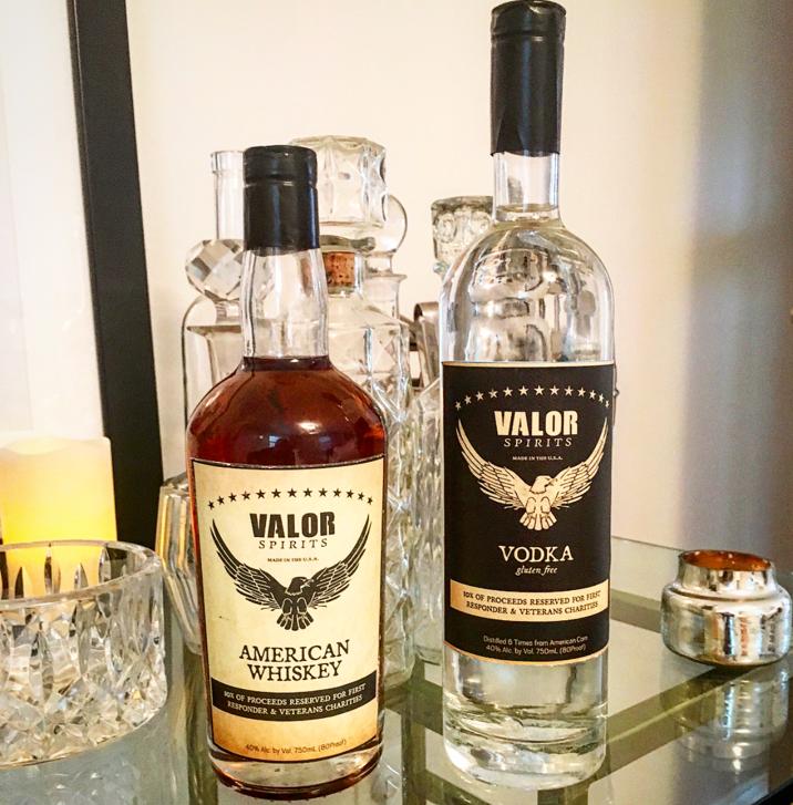 A bottle of Valor Spirits whiskey and vodka on a nice-looking table